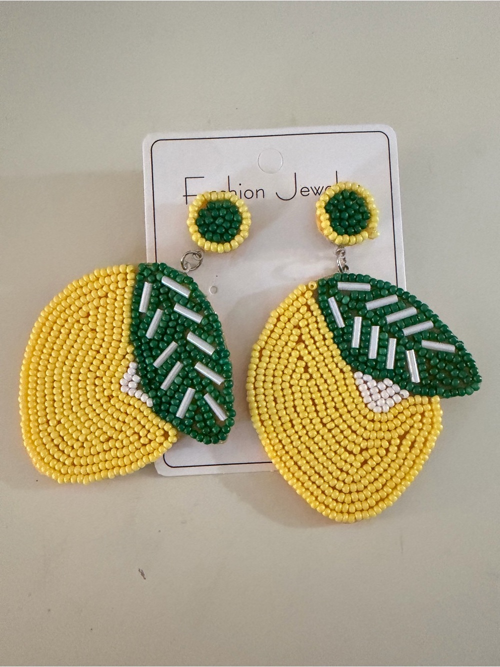 Fashion Jewelry Yellow & Green Beaded Fruit Drop Earrings